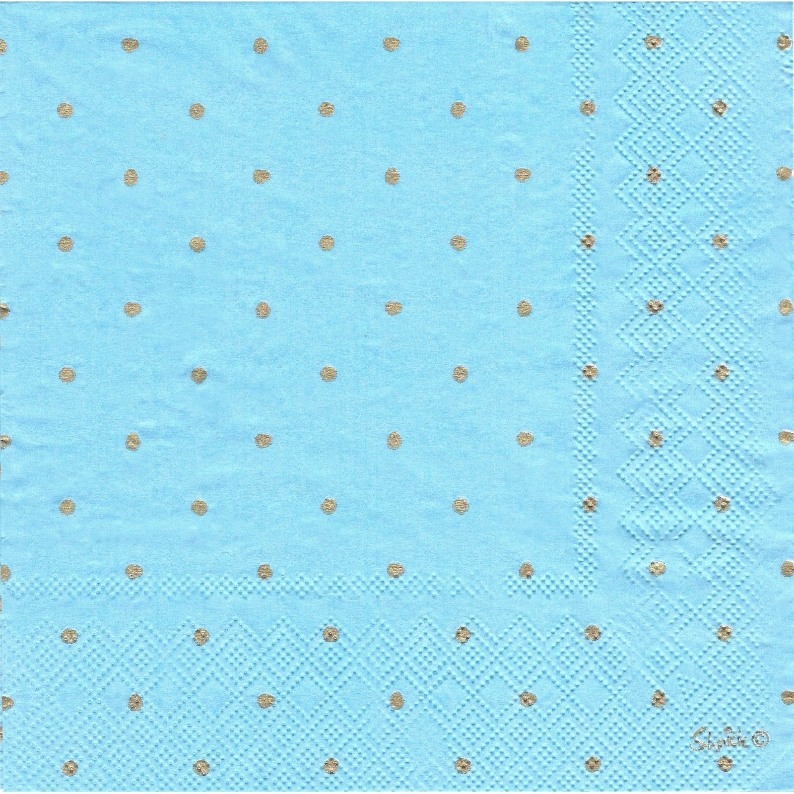 Blue and Gold Foil Dot Large Napkins / Serviettes (Pack of 20)