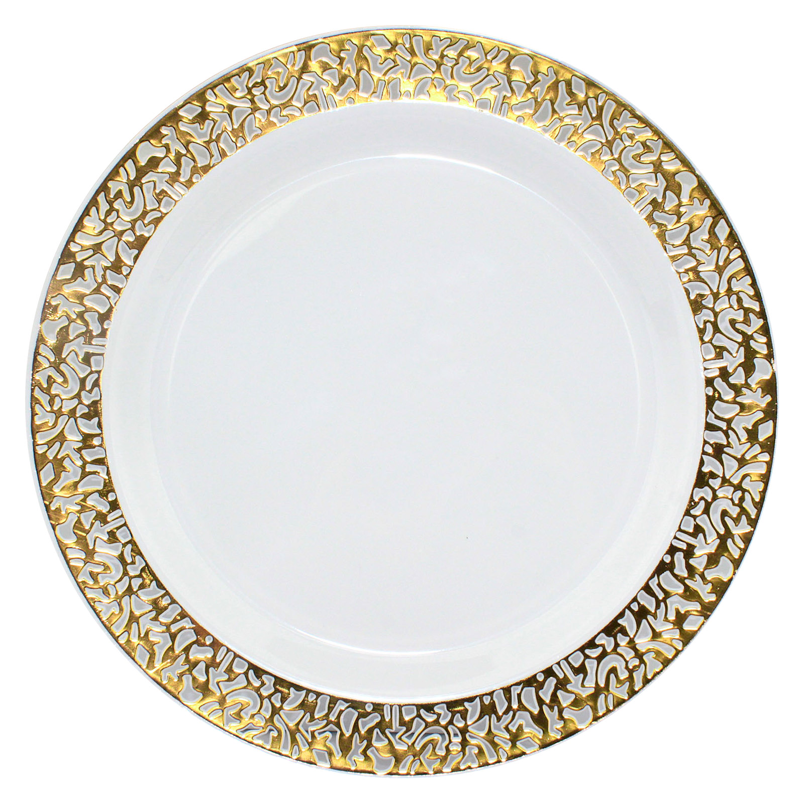 Gold Lace Trim 22.5cm Plastic Plates (Pack of 6)