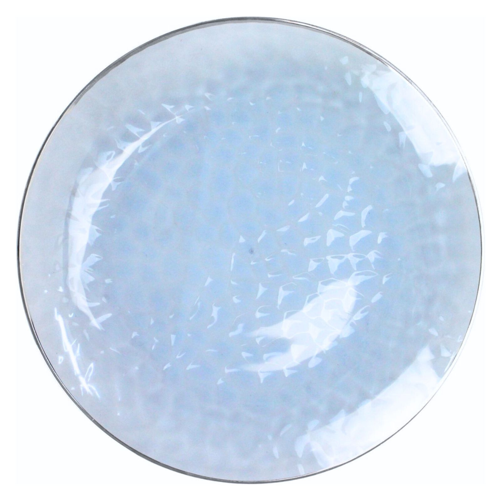 Blue Dimple With Silver Trim Plastic Plates 23cm (Pack of 10)