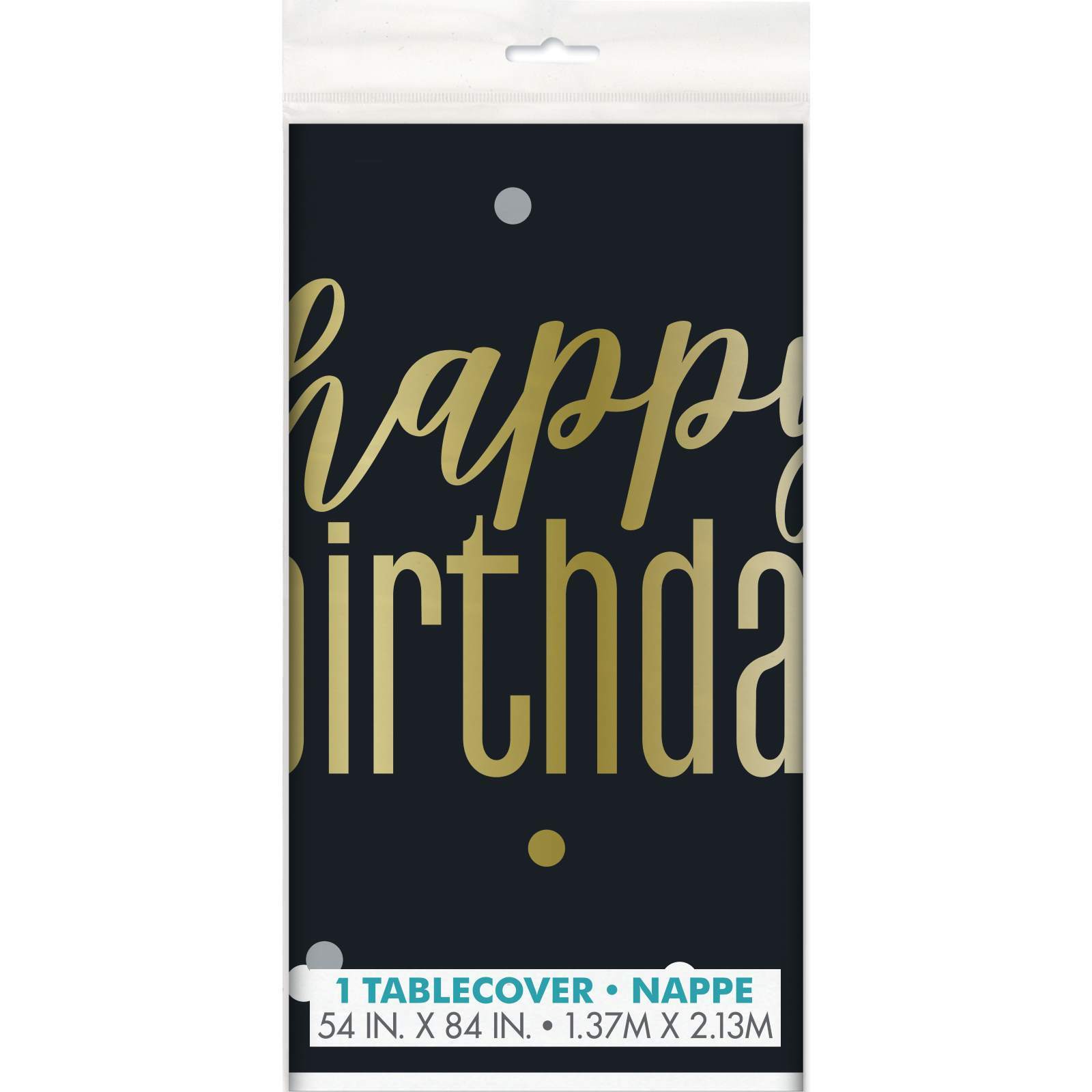 Metallic Happy Birthday Plastic Tablecloth