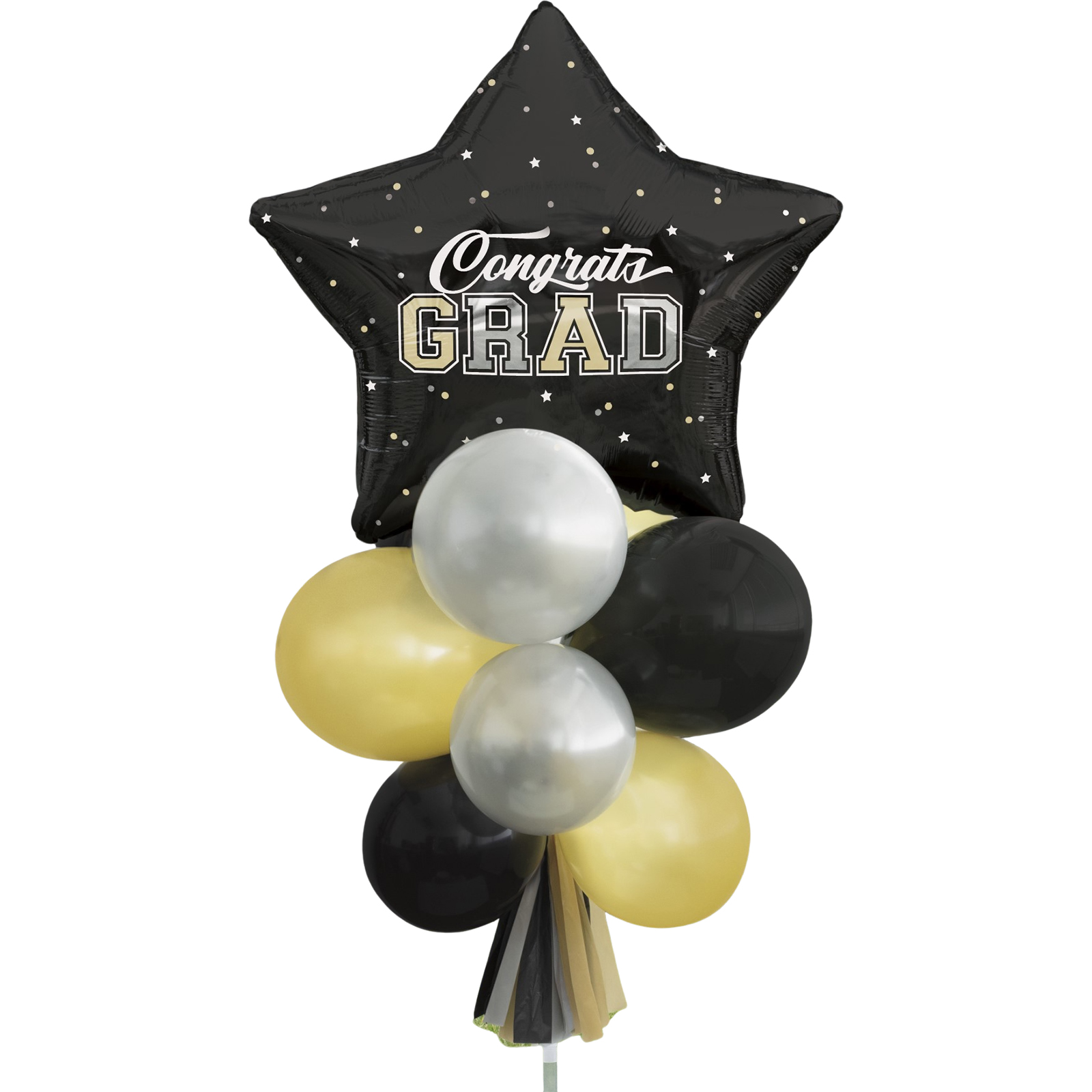 Congrats Grad Black and Gold Balloon Yard Sign Kit