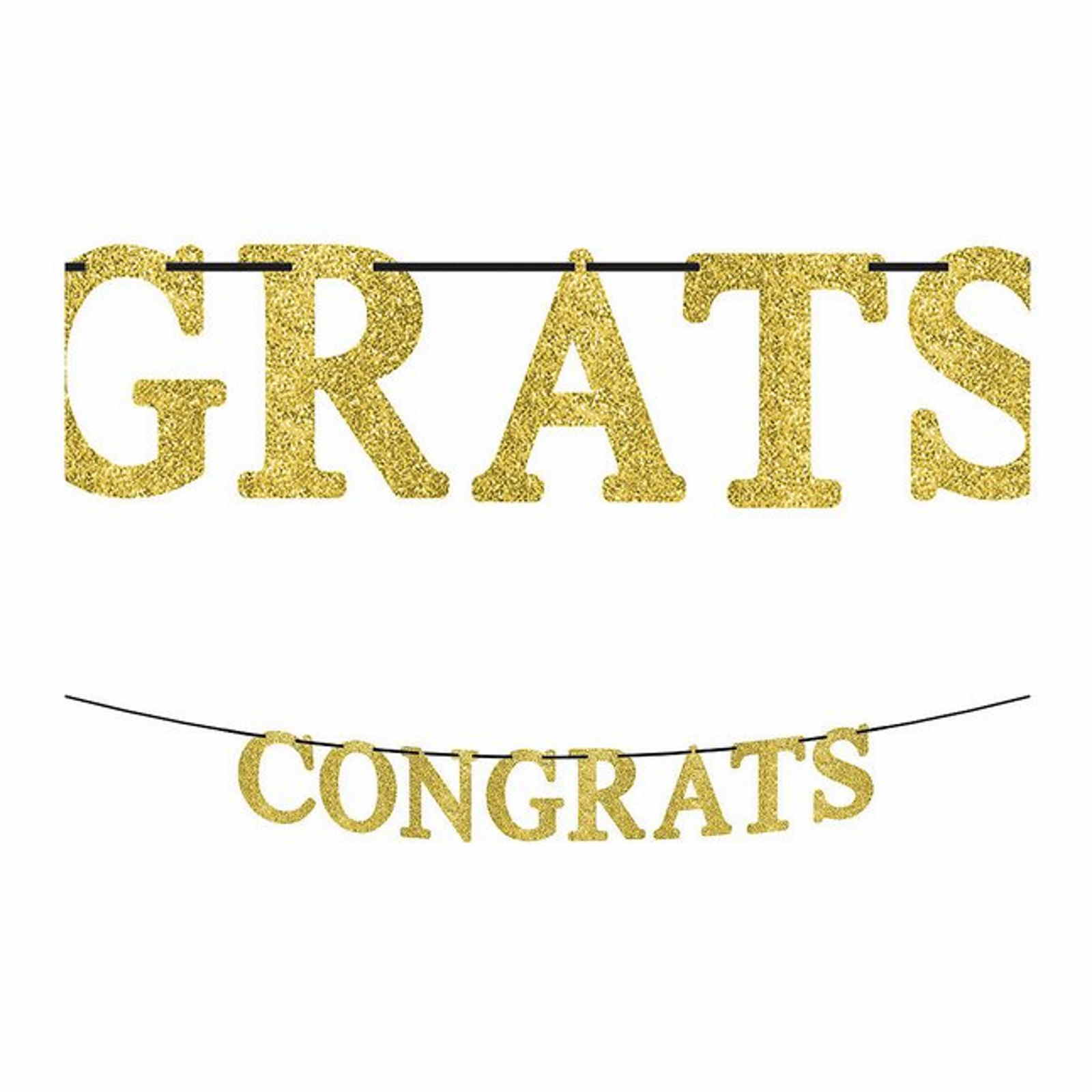 Congrats Gold Glitter Garland Banner 