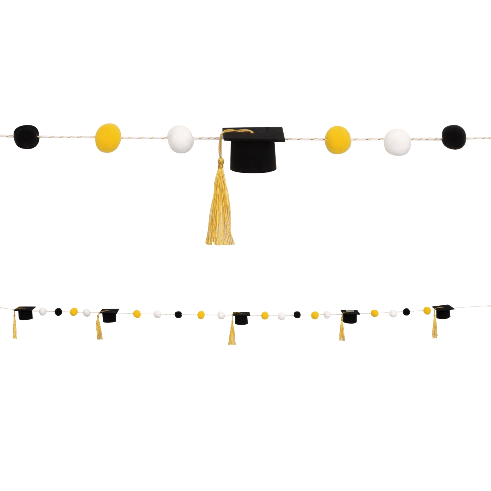Grad Cap and Pom Pom Garland Banner 1.4m