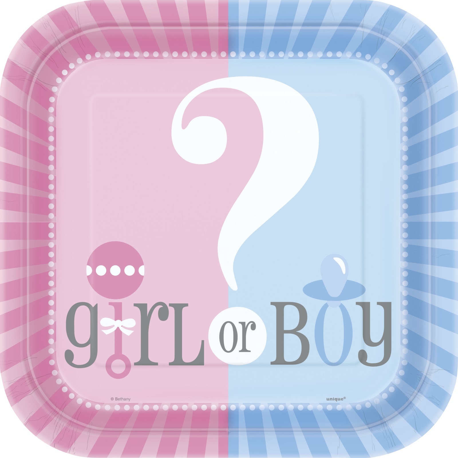 Gender Reveal Baby Shower Large Paper Plates (Pack of 8)