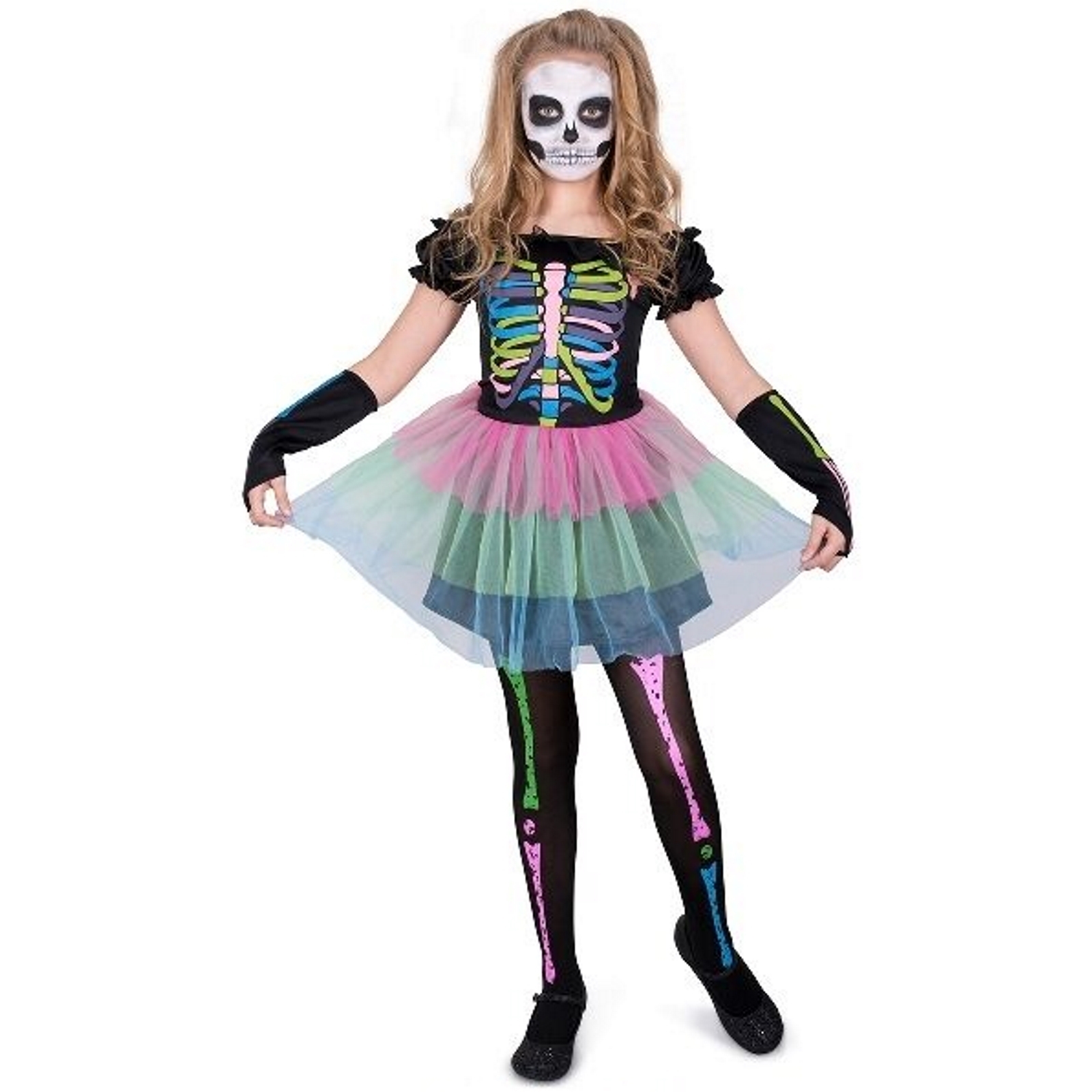 Girls Skeleton Bones Tutu Childs Costume Medium
