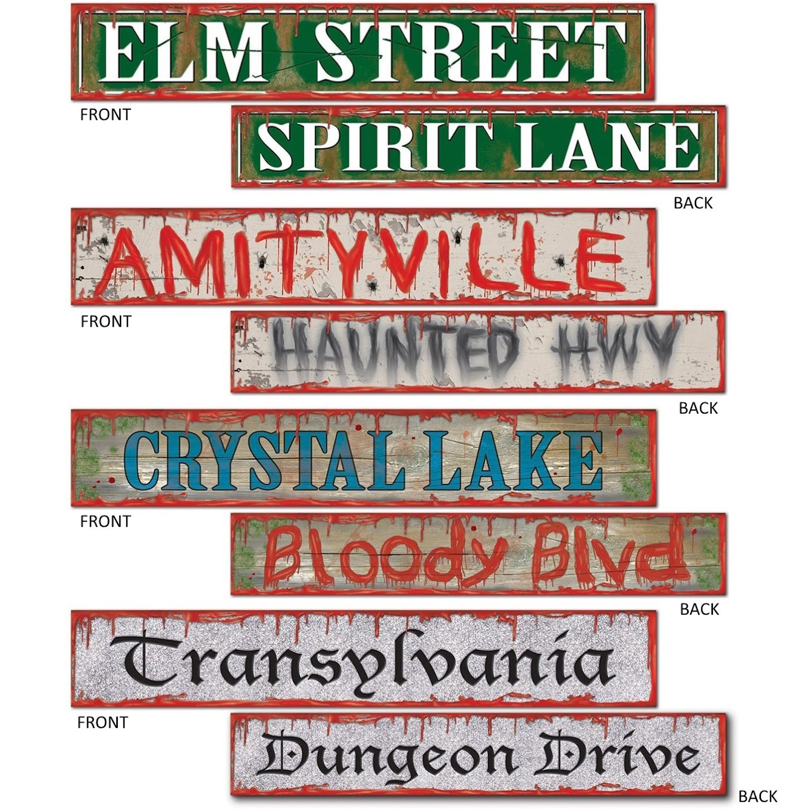 Halloween Street Sign Decorations (Pack of 4)