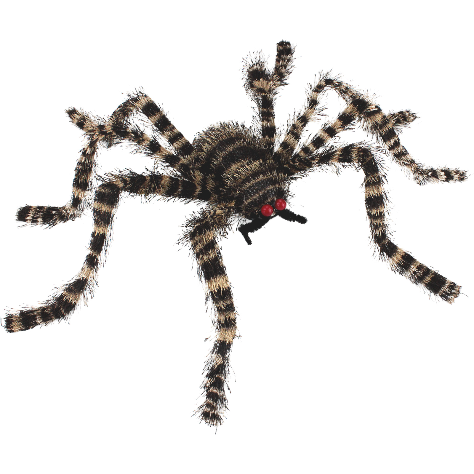Furry Striped Spider Decoration 