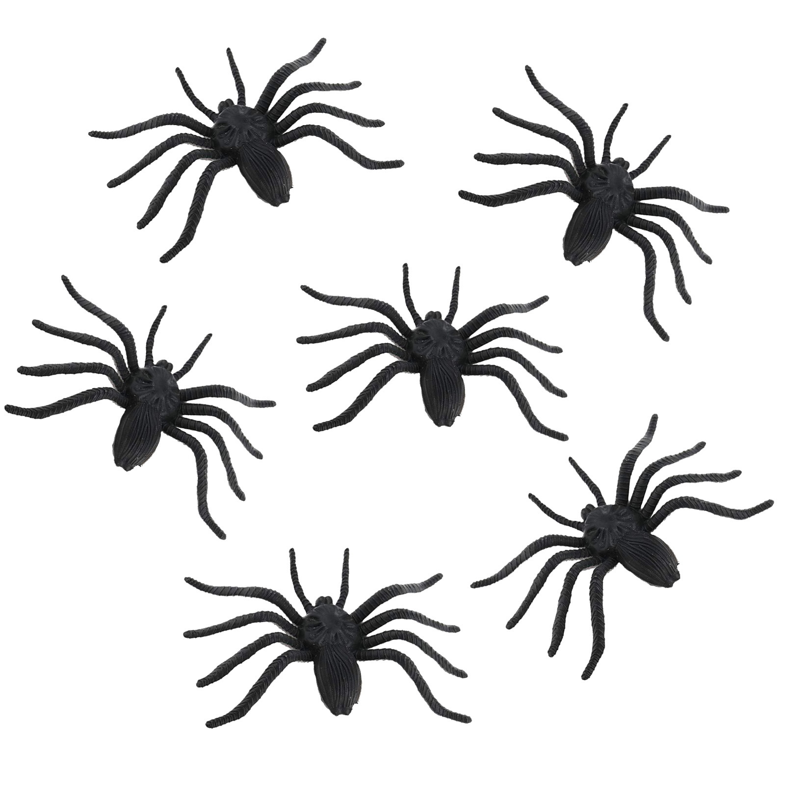 Black Plastic Spiders (Pack of 6)