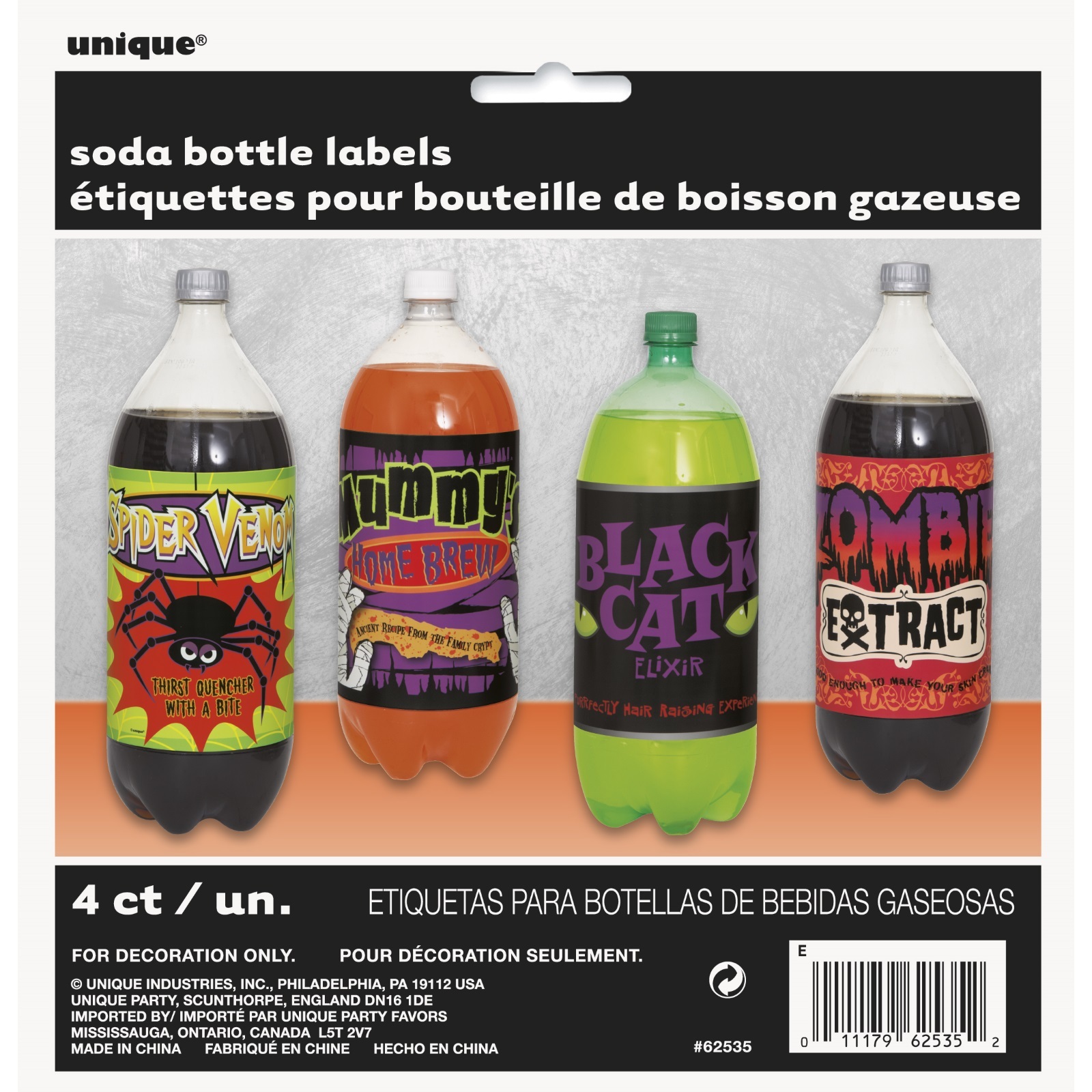 Scary Soda Bottle Labels (Pack of 4)