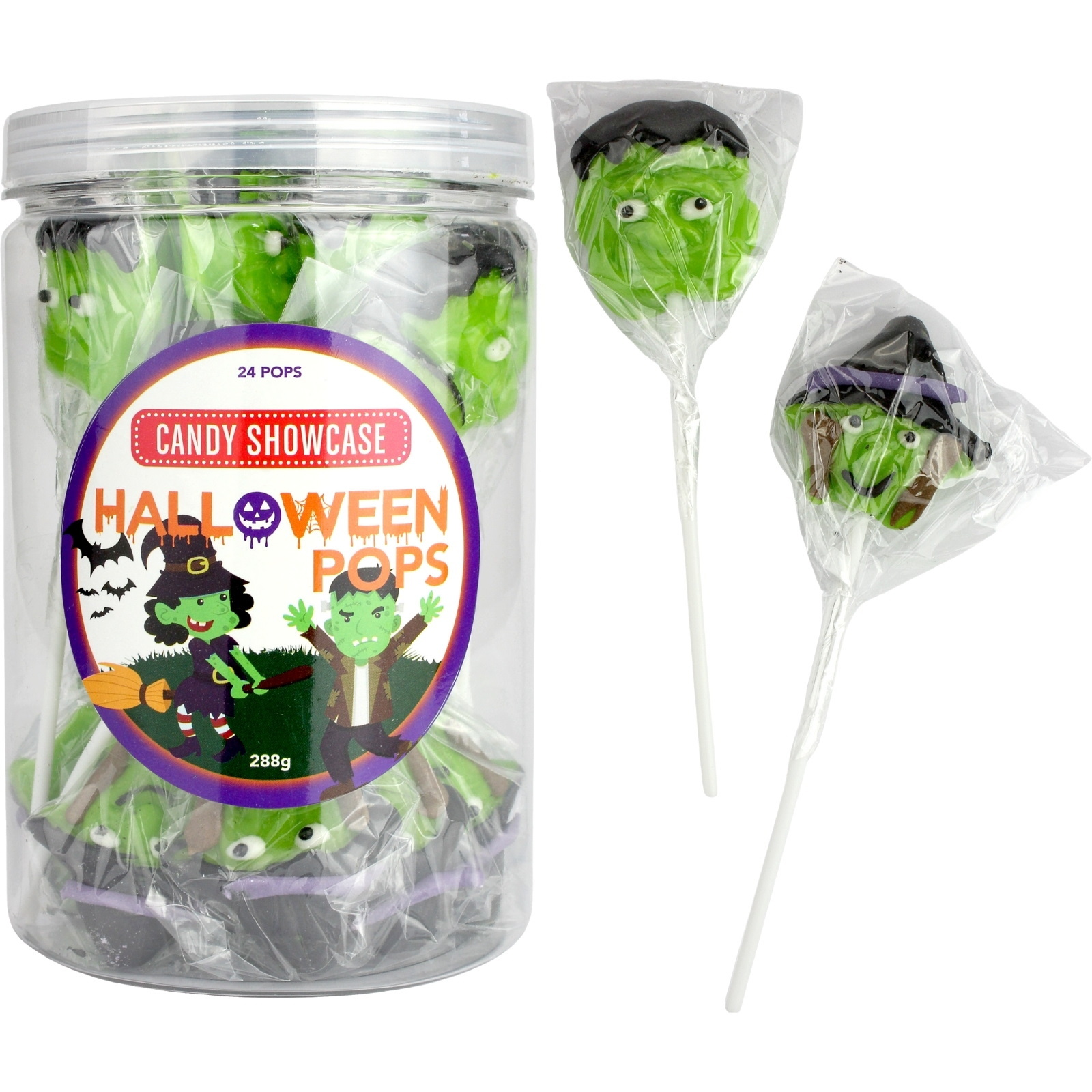 Witch & Frankenstein's Monster Lollipops (Pack of 24)