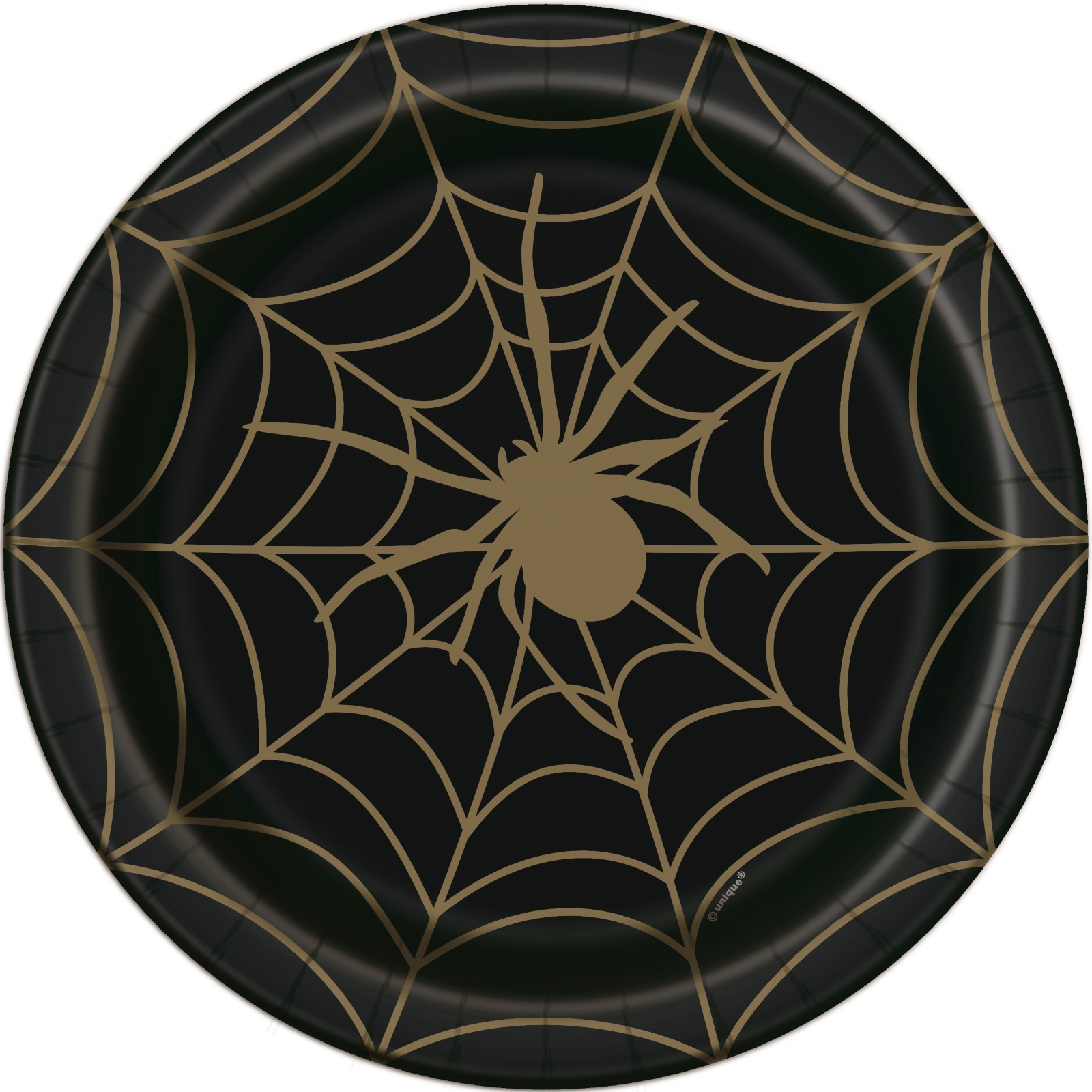 Black & Gold Spider Web Large Paper Plates (Pack of 8)