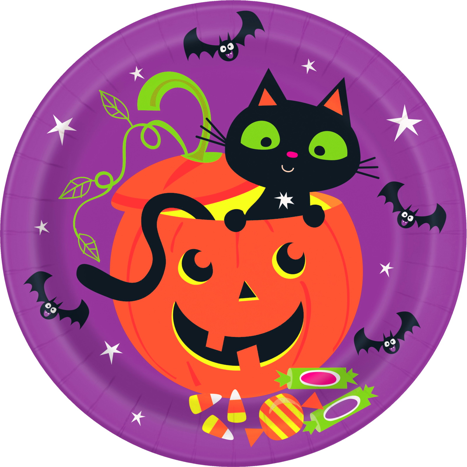 Cat & Pumpkin Large Paper Plates (Pack of 8)