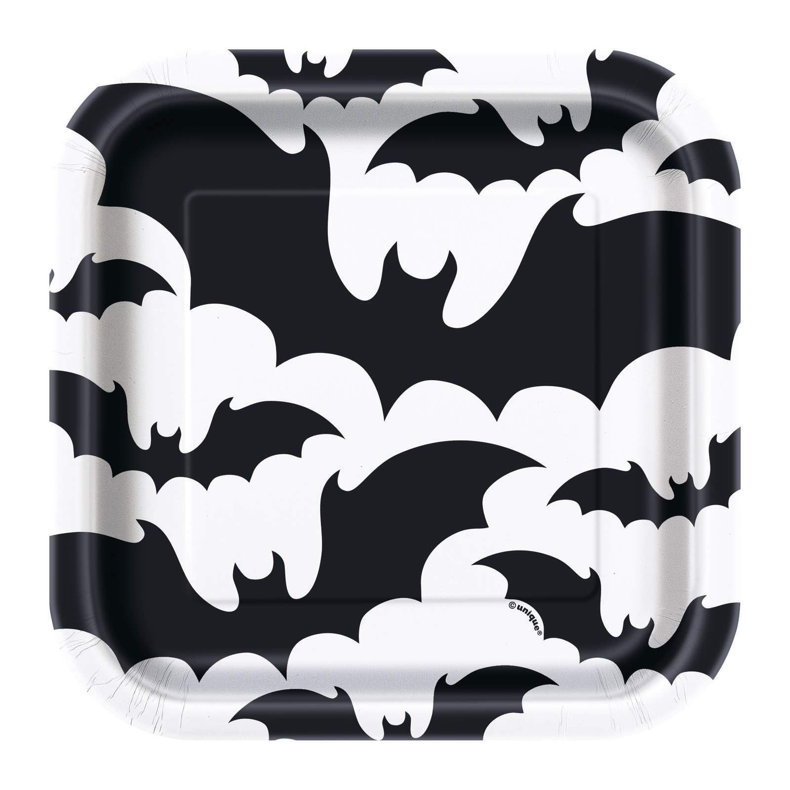 Black Bats Small Square Paper Plates (Pack of 10)