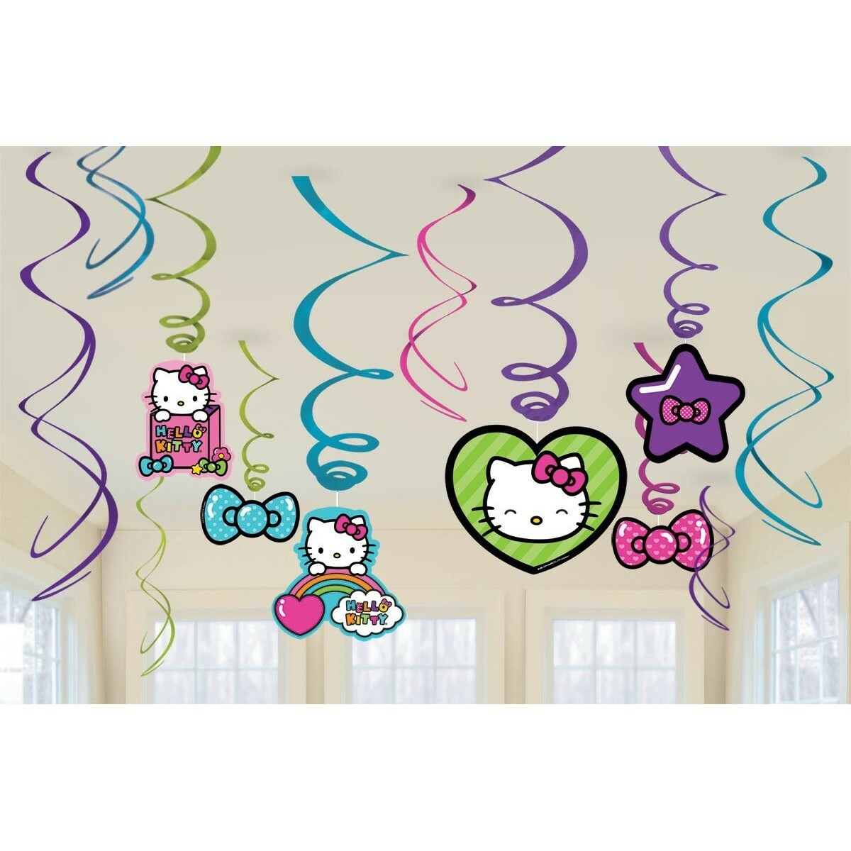 Hello Kitty Rainbow Swirl Decorations (Pack of 12)