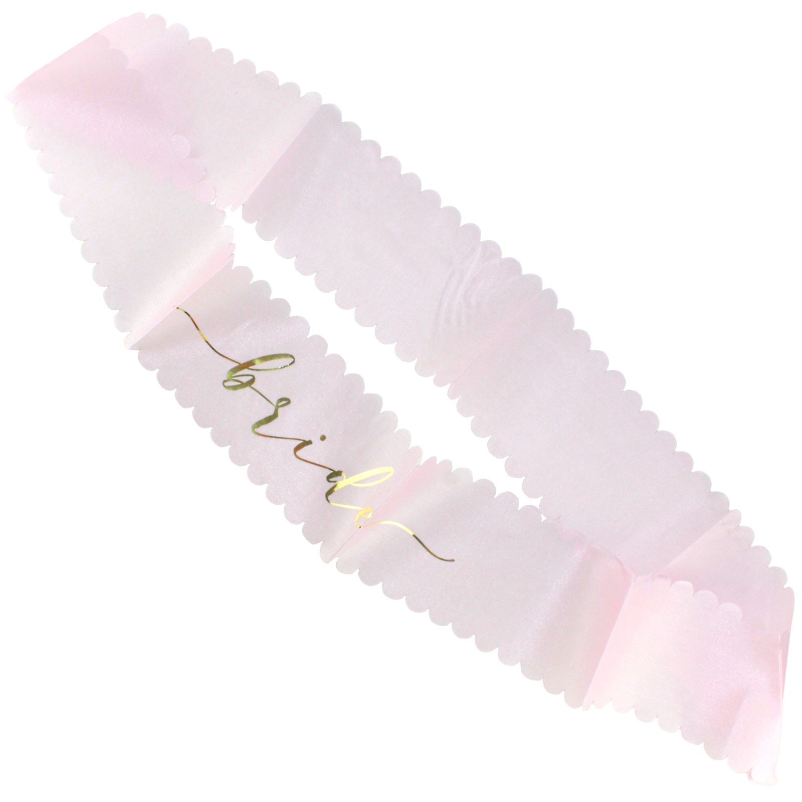 Light Pink and Gold Scalloped Bride Sash 