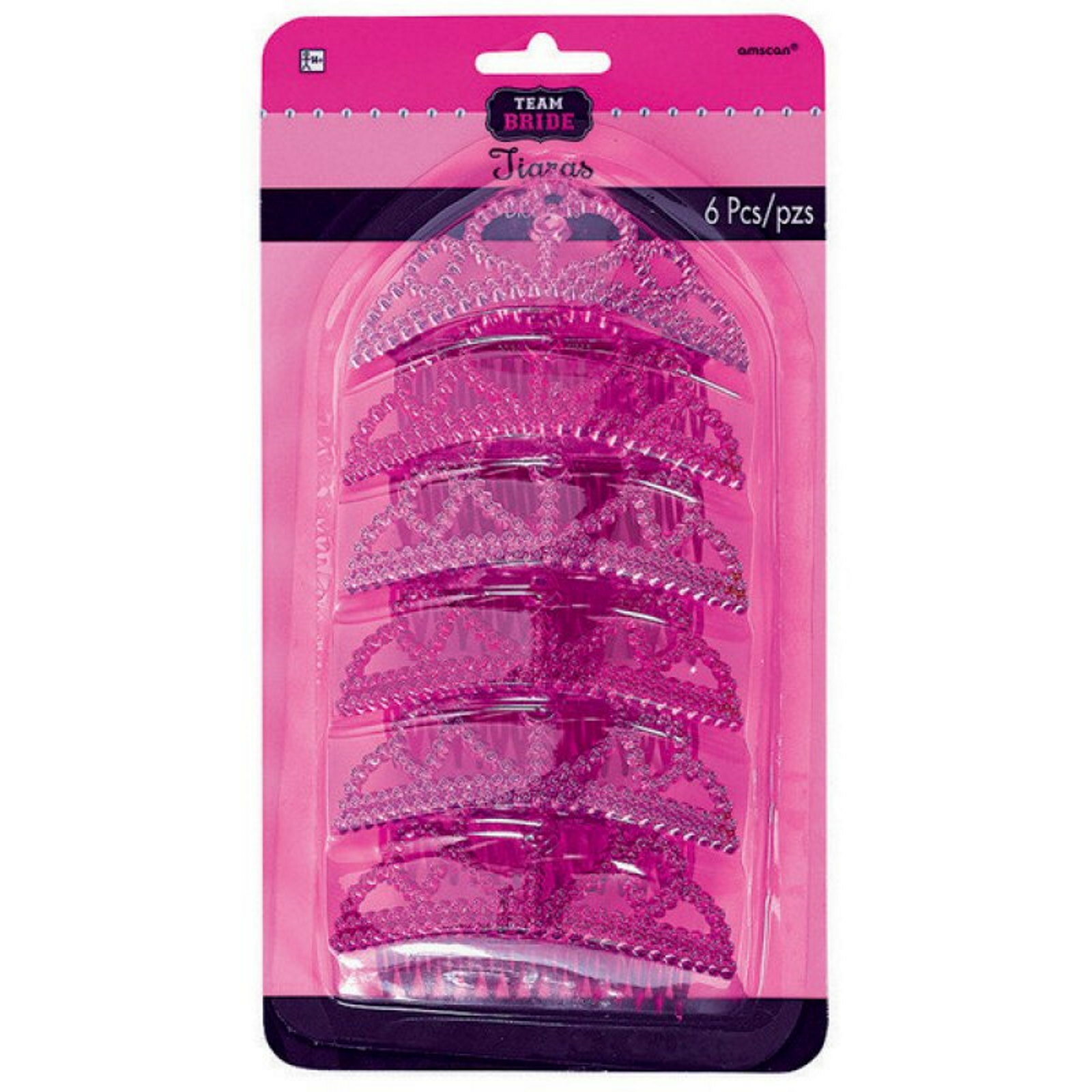 Pink Plastic Mini Tiara Combs (Pack of 6)