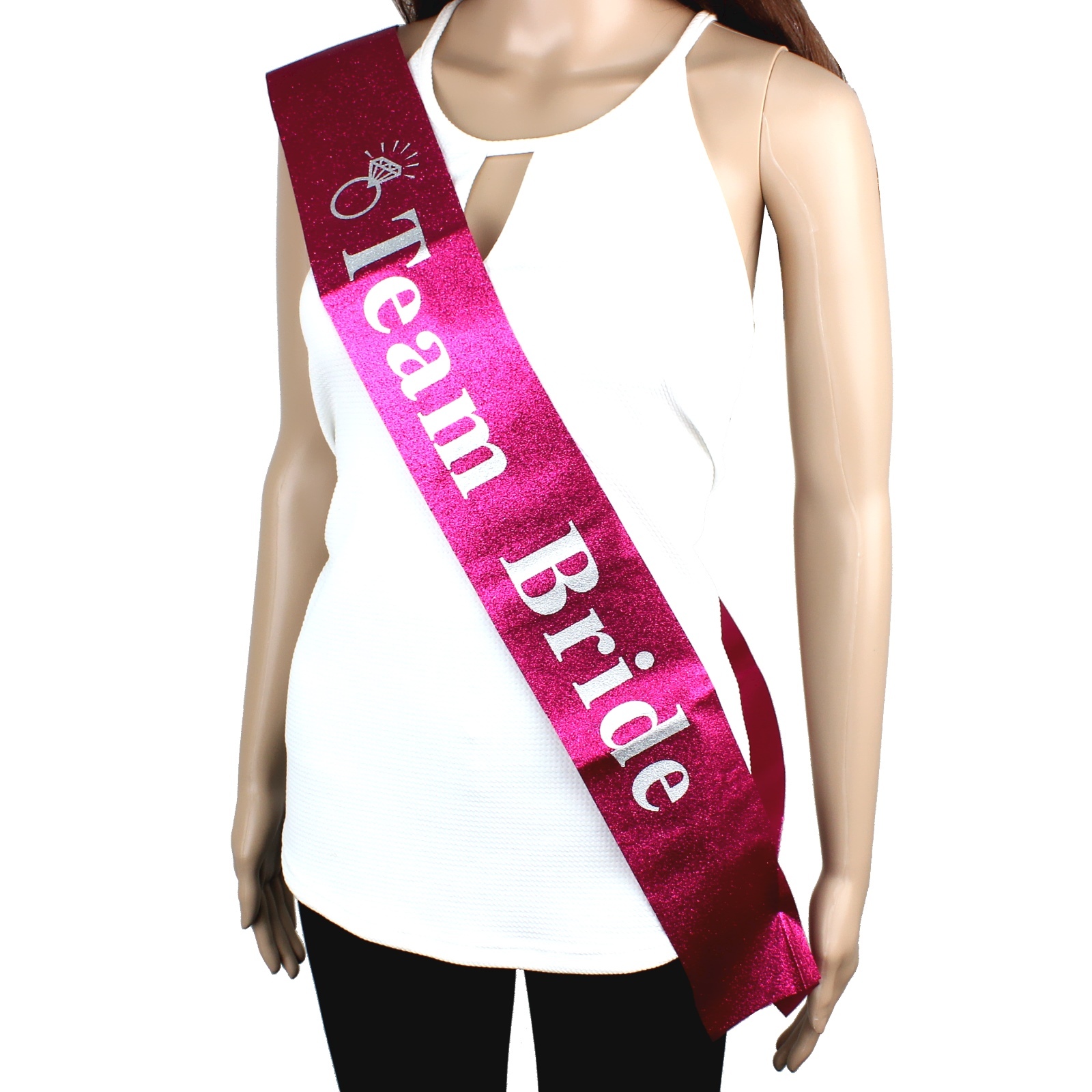 Pink Glitter Team Bride Sash