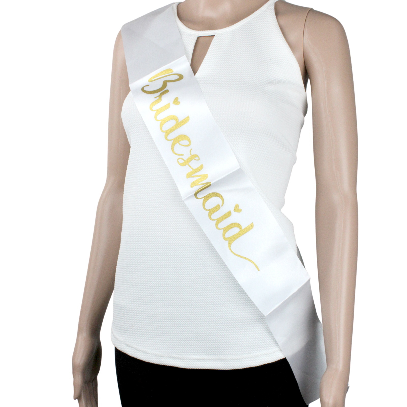 Bridesmaid White Satin Sash