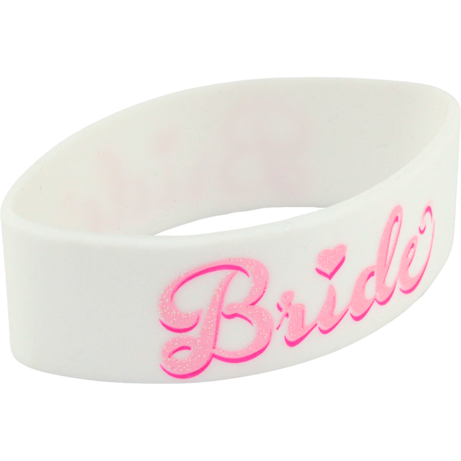 Bride Glitter Pink and White Wristband