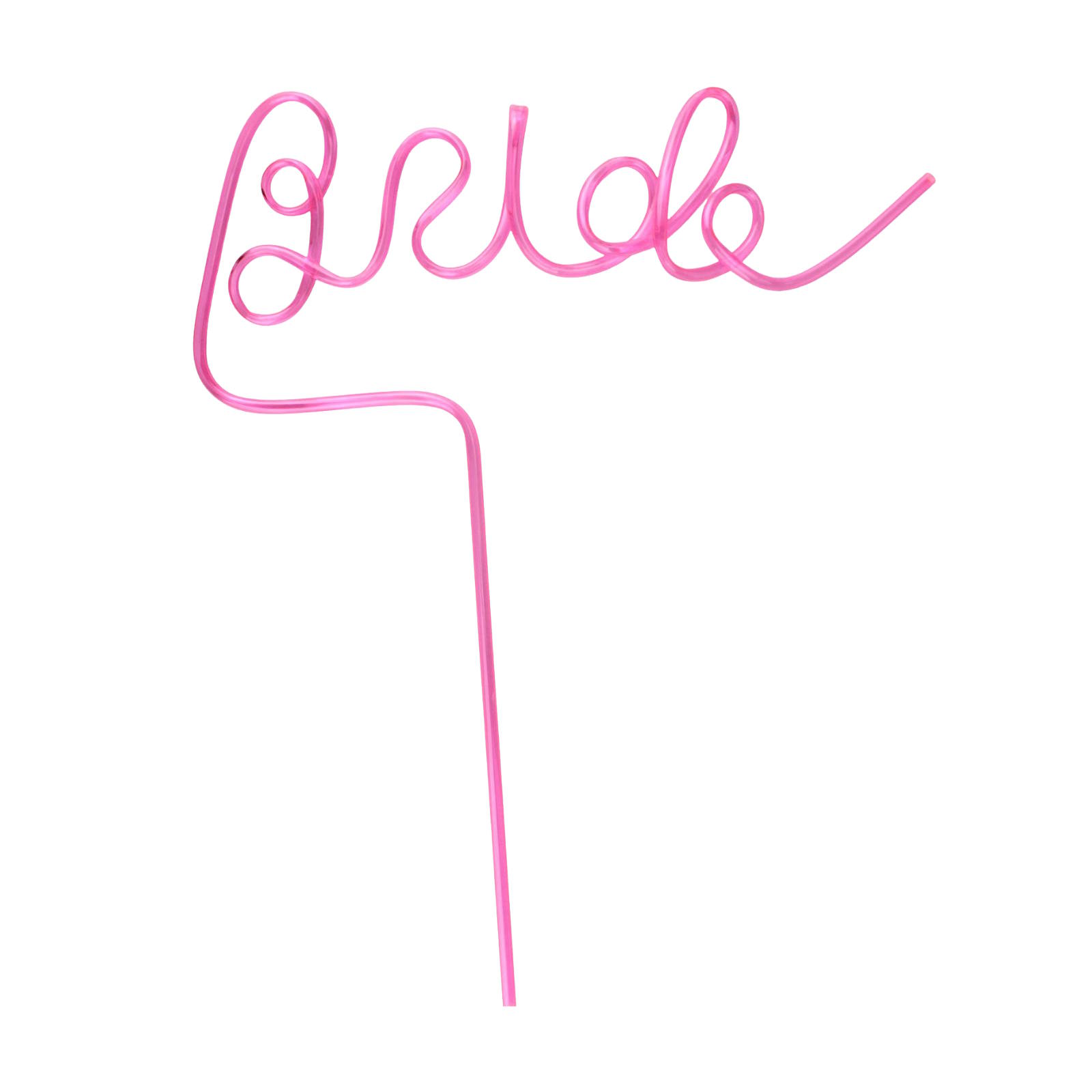 Neon Pink Bride Curly Straw