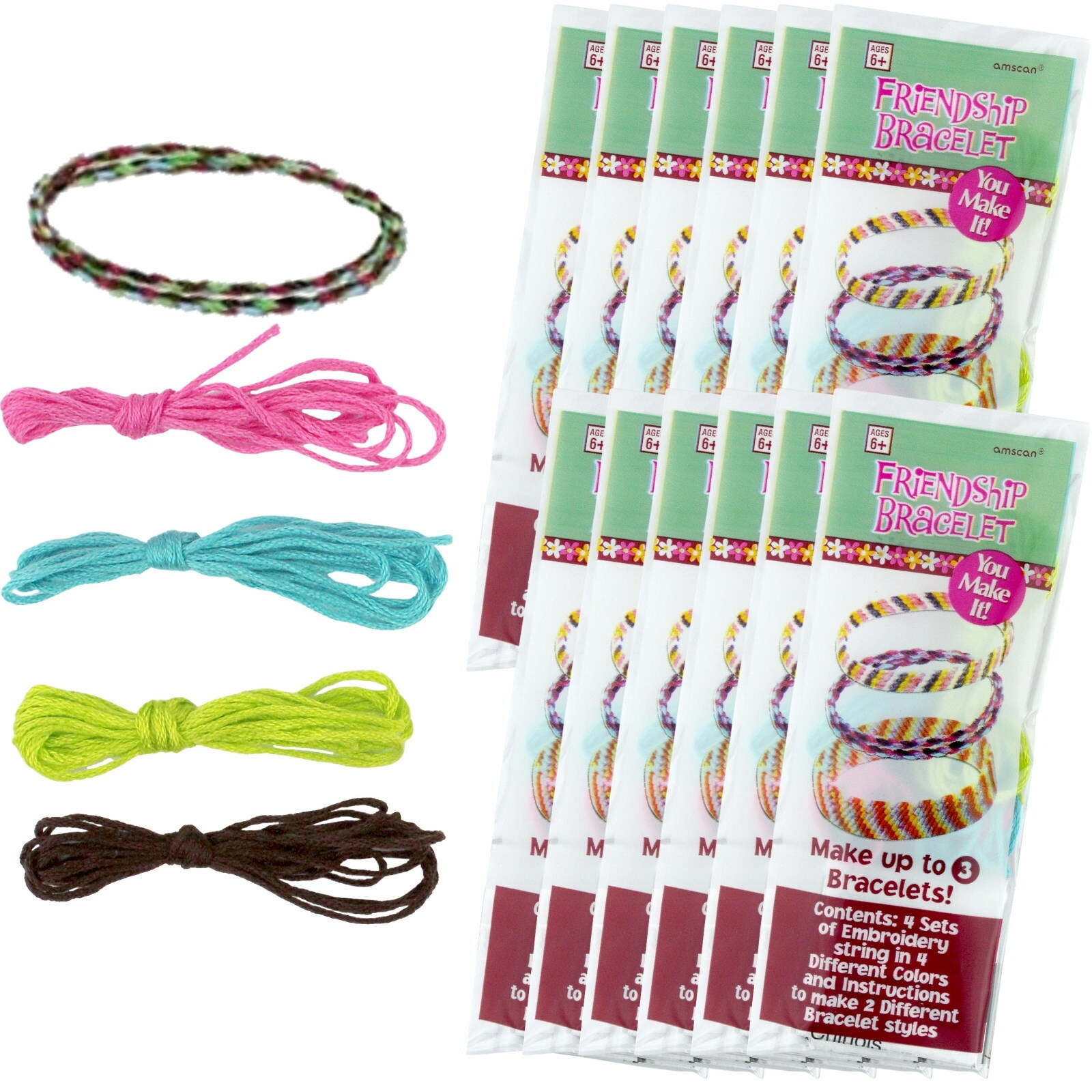 Boho Hippie Chick DIY Friendship Bracelet Kits (Pack of 12)