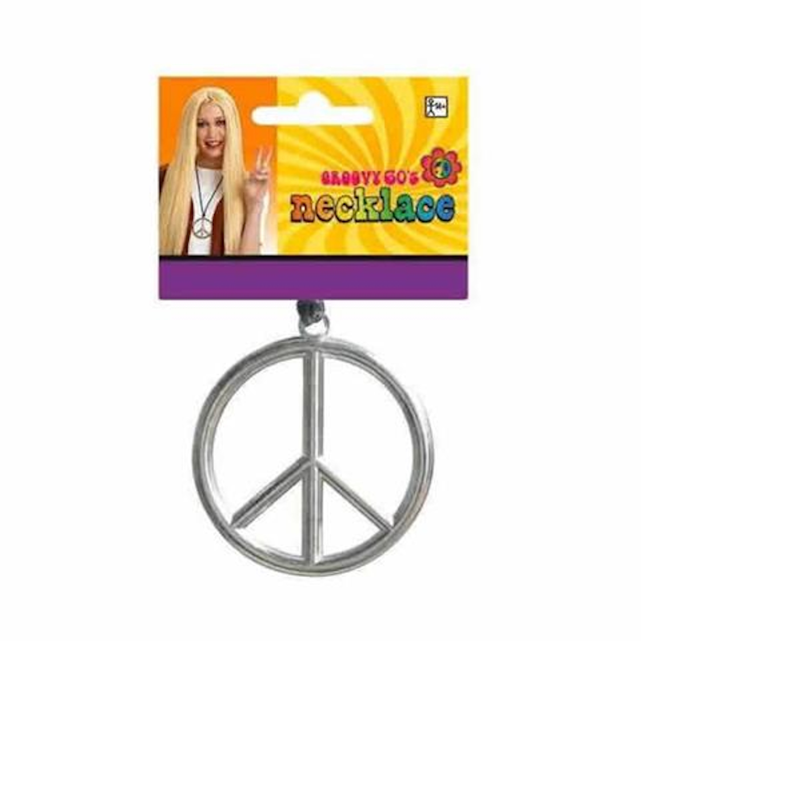 Peace Medallion Groovy 60's Metallic Necklace Adult Costume Accessory
