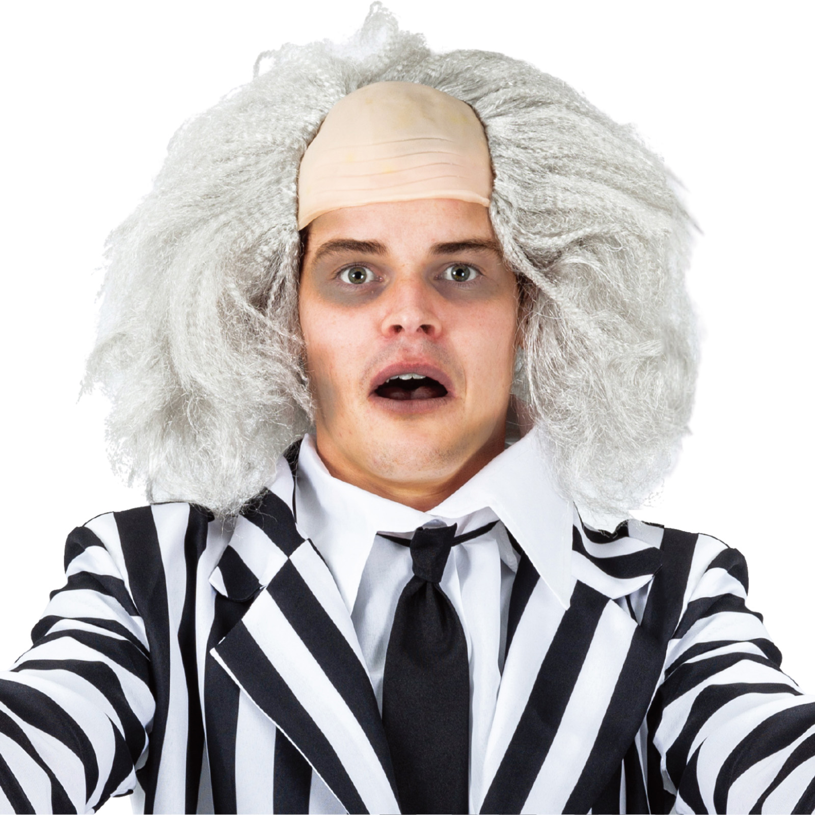 Adult Crazy Receding Grey Wig 