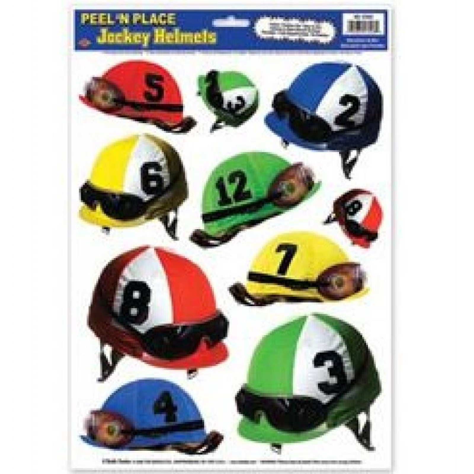 Peel N Place Melbourne Cup Jockey Helmets Stickers Pack of 10