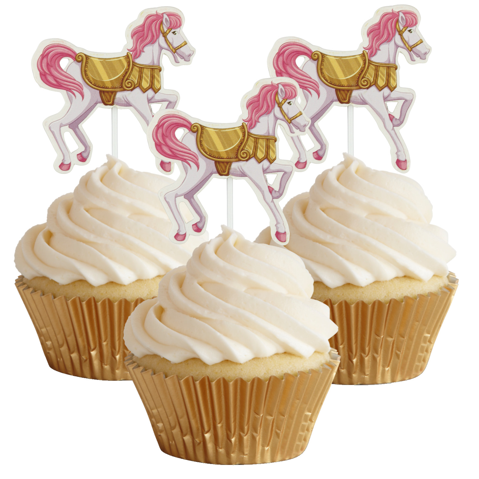 Vintage Carousel Cupcake Toppers (Pack of 12)
