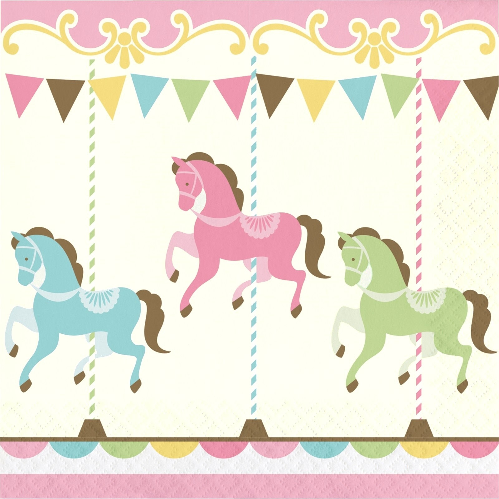 Carousel Horses Large Napkins / Serviettes (Pack of 16)