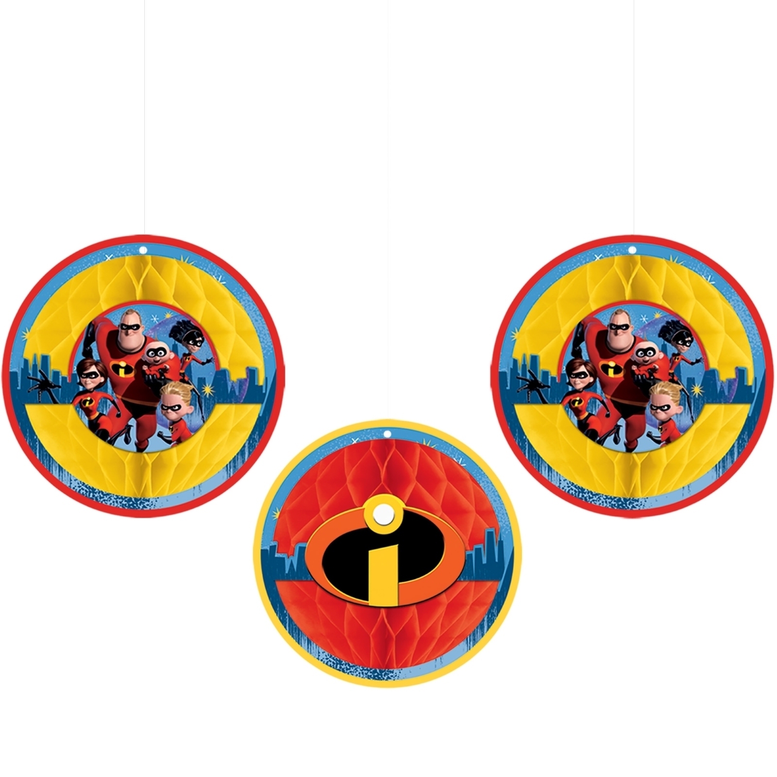 Incredibles 2 Honeycomb Decorations (Pack of 3)