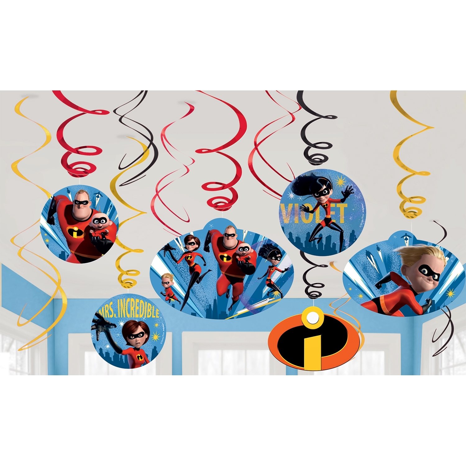 Incredibles 2 Swirl Decorations (Pack of 12)