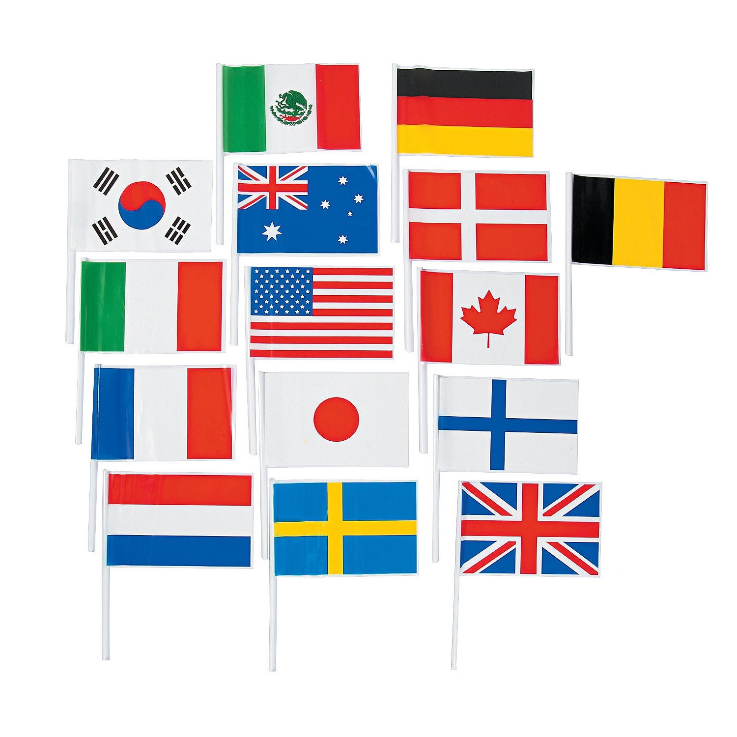 Small Plastic Flags of the World (Pack of 72)