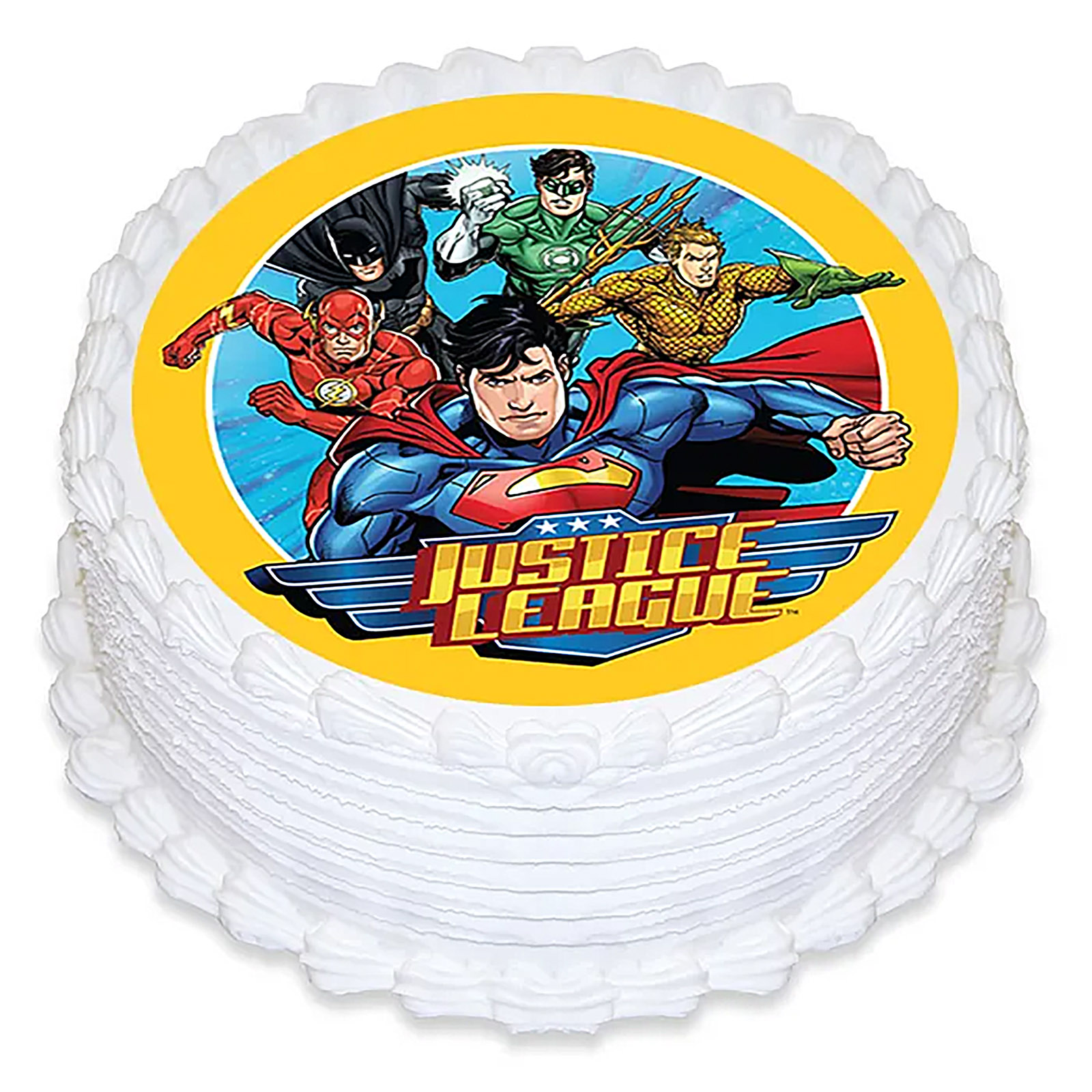 Justice League Round Edible Icing Cake Decoration