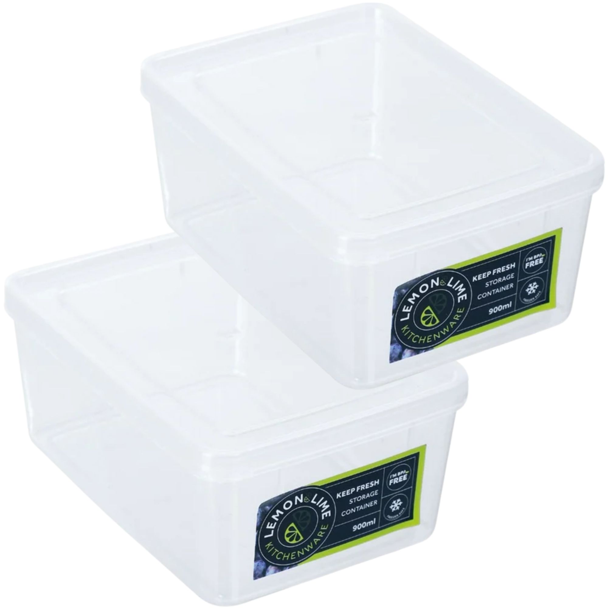 Pack of 2 Keep Fresh Clear Stackable Food Container 900ml