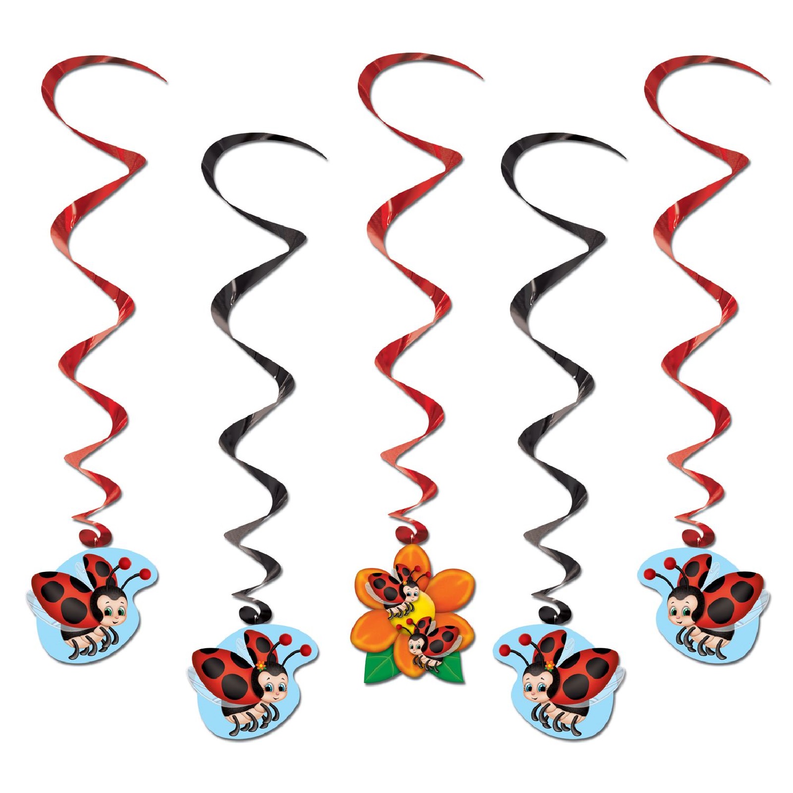 Ladybug Swirl Decorations (Pack of 5) 