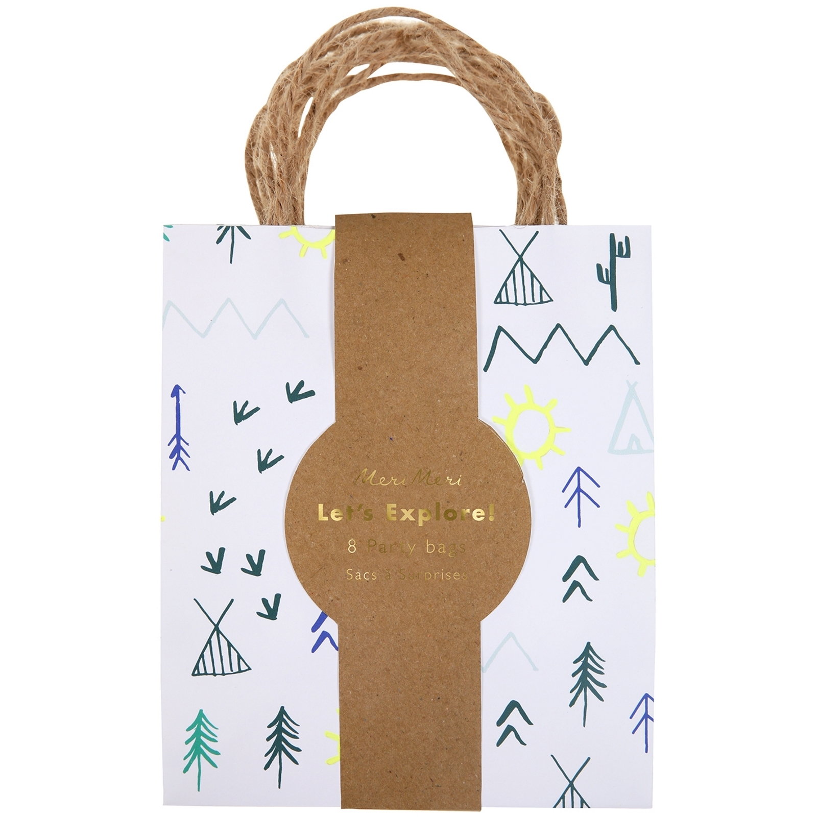 Meri Meri Lets Explore Small Paper Gift Bags (Pack of 8)