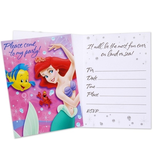 Ariel The Little Mermaid Party Invitations (Pack of 8)