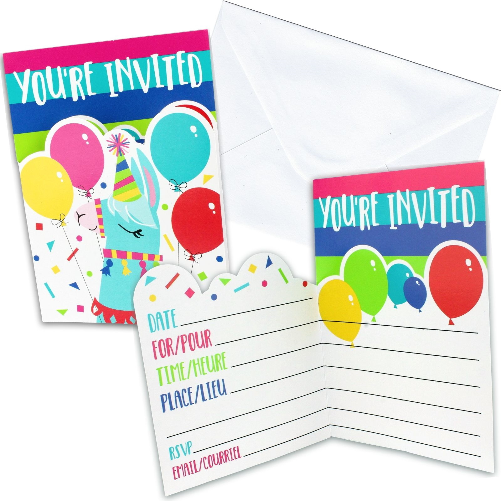Llama Birthday Invitations (Pack of 8)