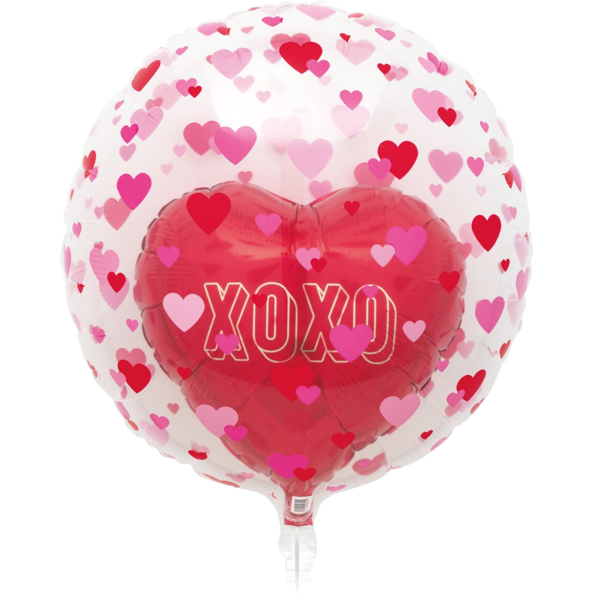 Clear Sphere Love Hearts XOXO Double Stuffed Foil Balloon 59cm