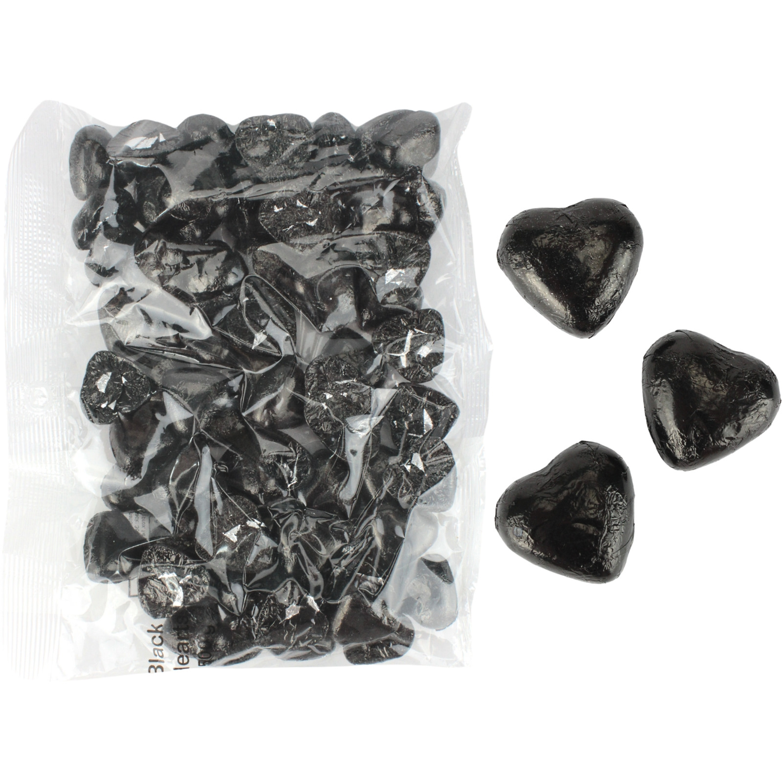 Black Chocolate Foil Hearts (500g Bag)