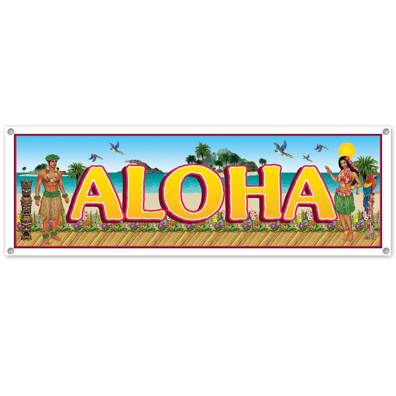 Aloha Jumbo Sign Banner | Hawaiian Luau | Themed Party Supplies ...