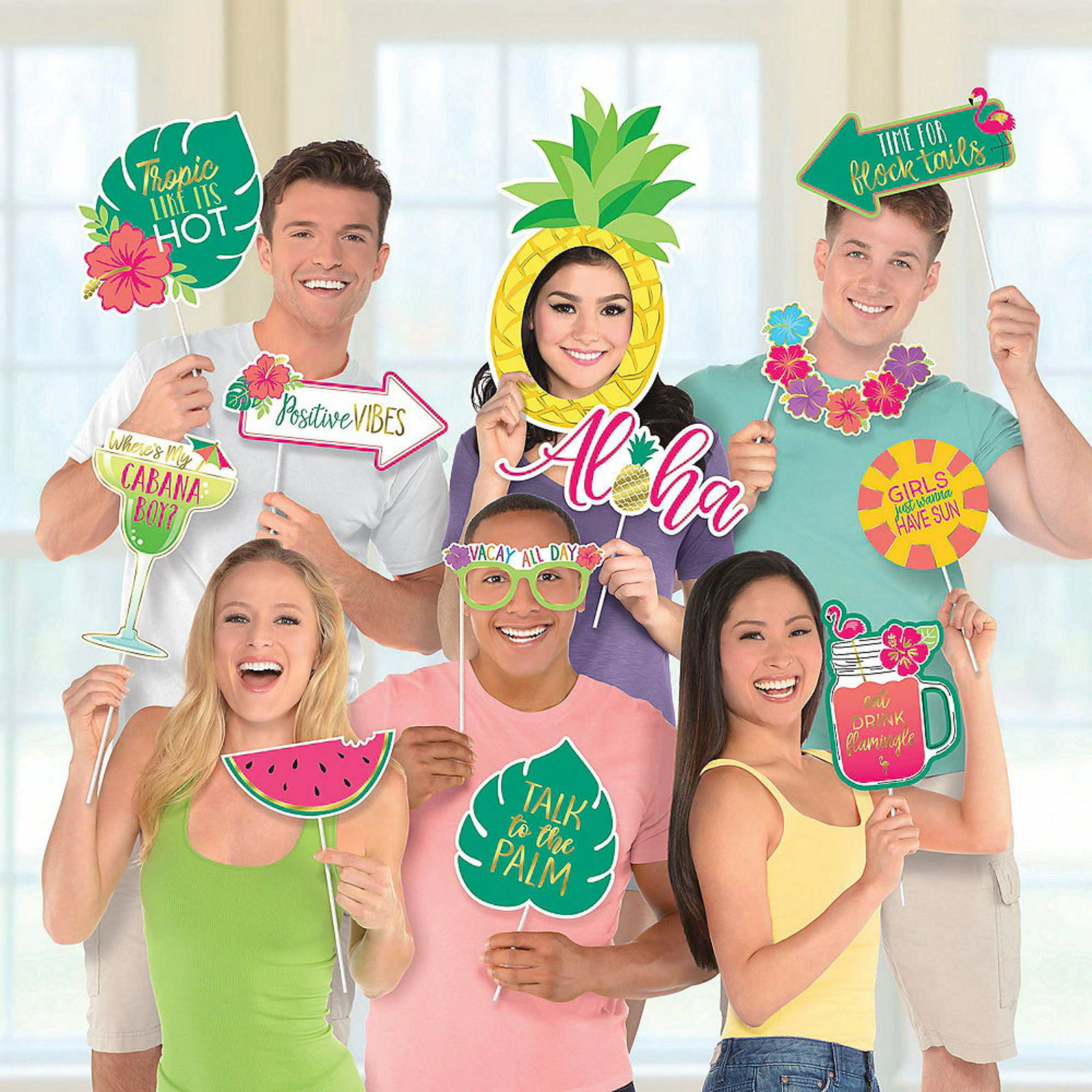 Tropical Summer Jumbo Photo Booth Props (Pack of 12)