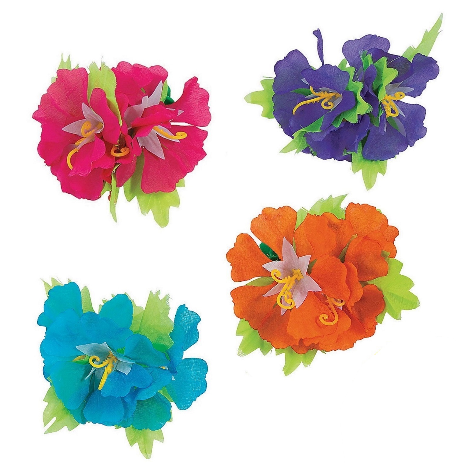 Hibiscus Tropical Hair Clips (Pack of 12)