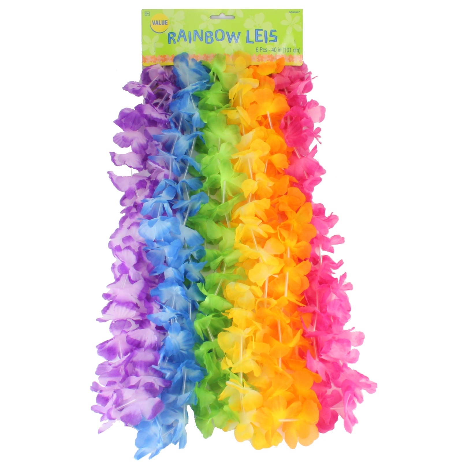 Rainbow Hawaiian Leis (Pack of 6)