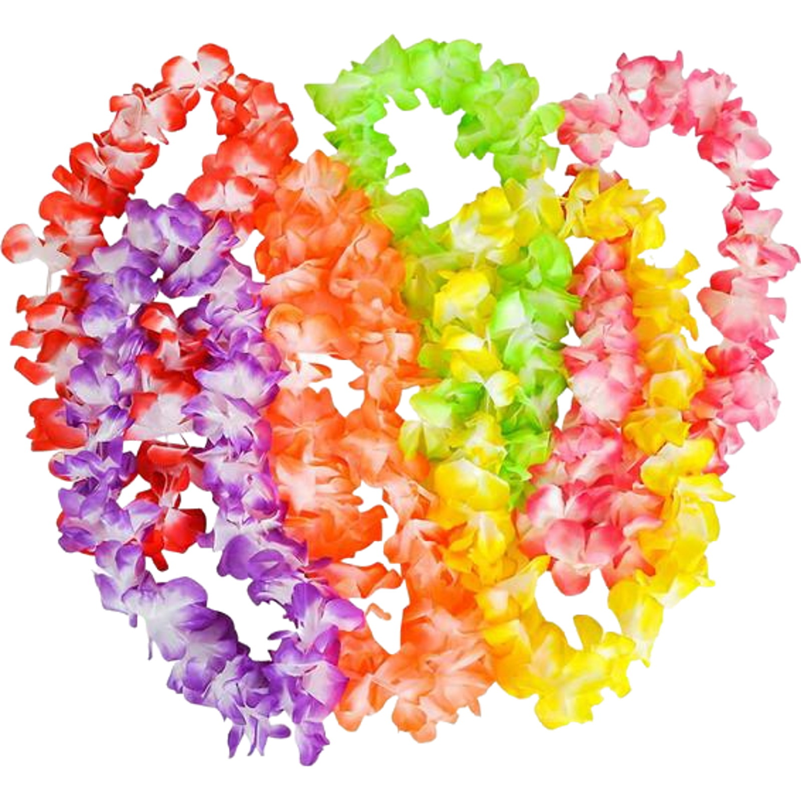 Assorted Coloured Large Flower Petal Leis (Pack of 12)