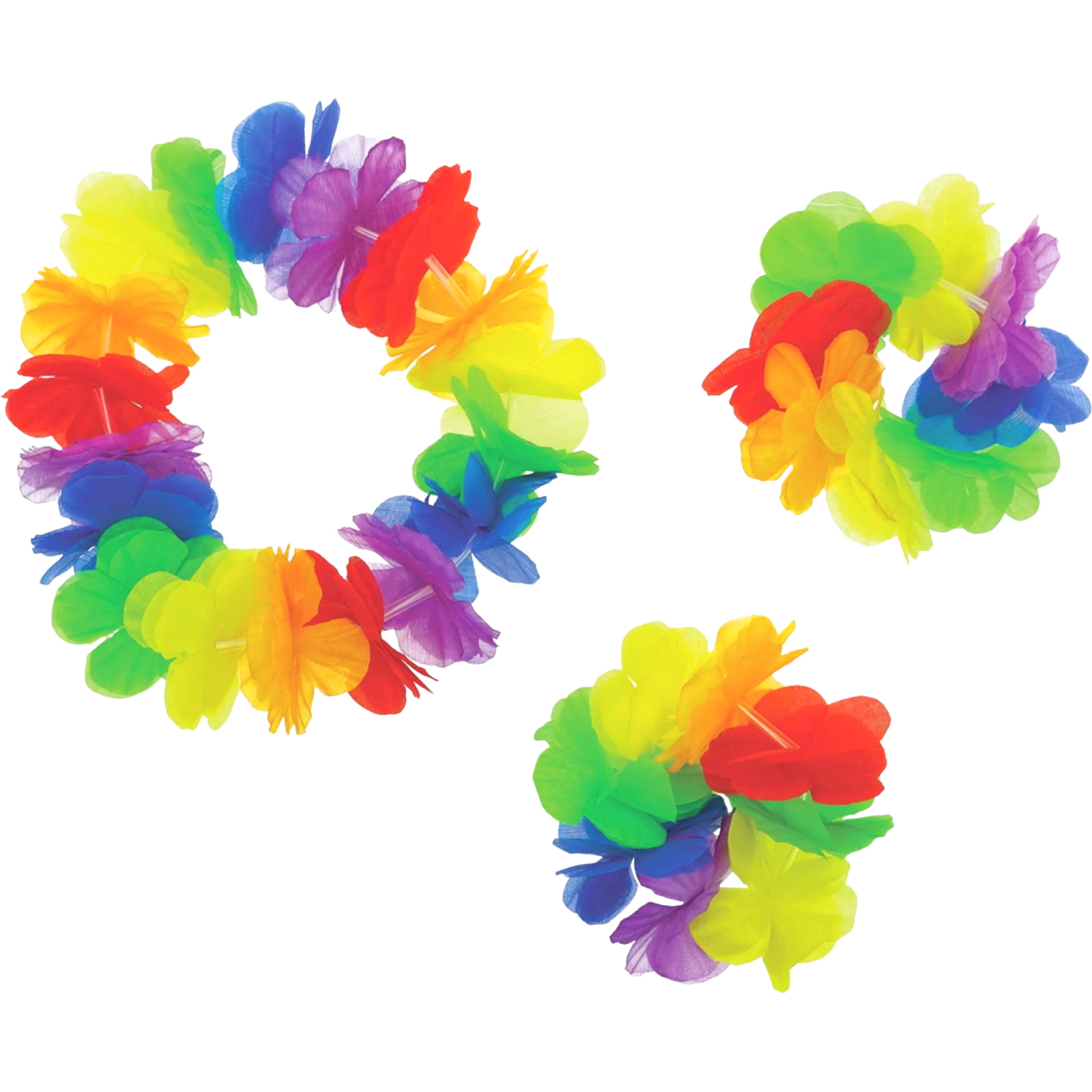 Rainbow Hawaiian Flower Crown & Bracelet Set