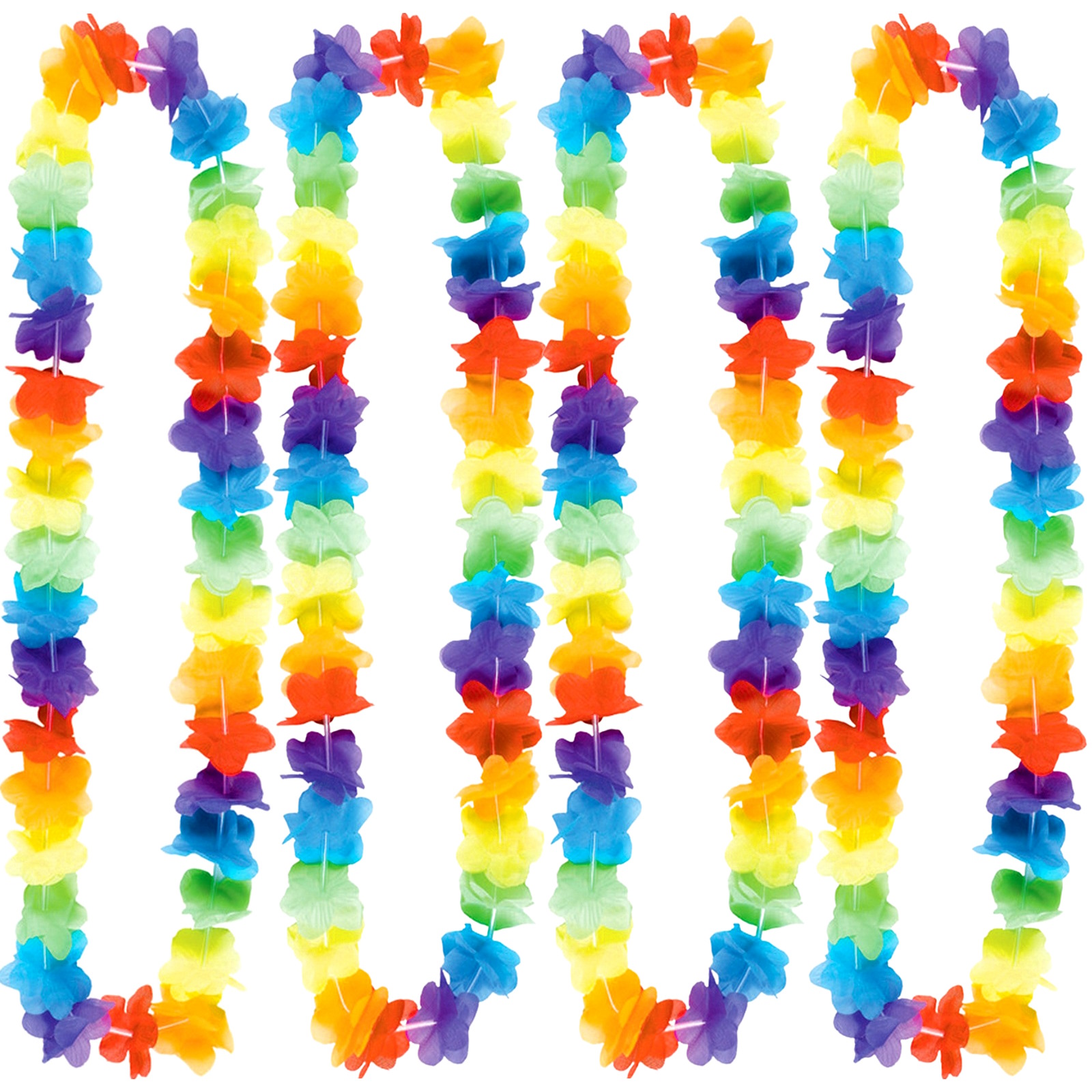 Rainbow Small Petal Hawaiian Leis (Box of 25)