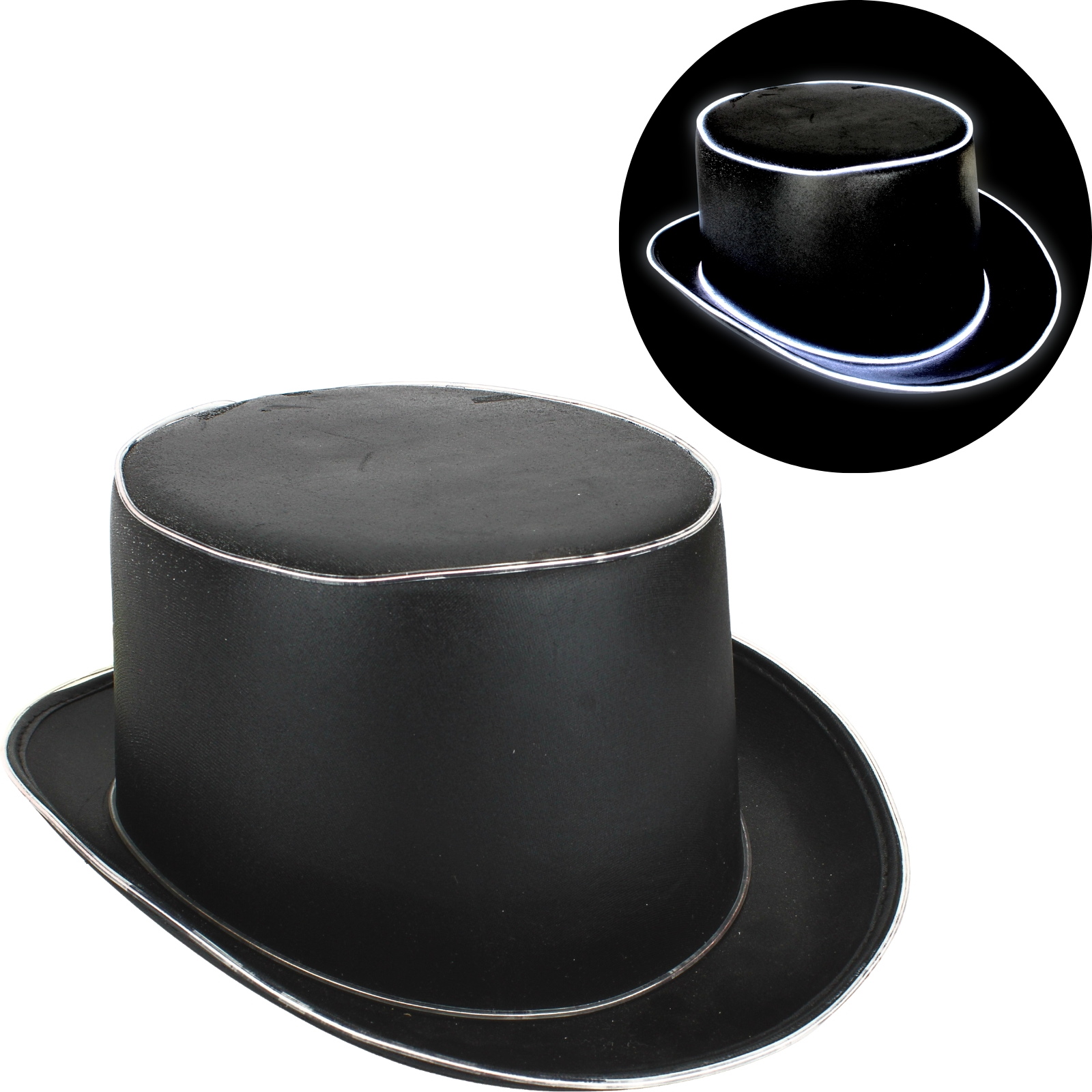 Light Up Black Adult Magician Hat