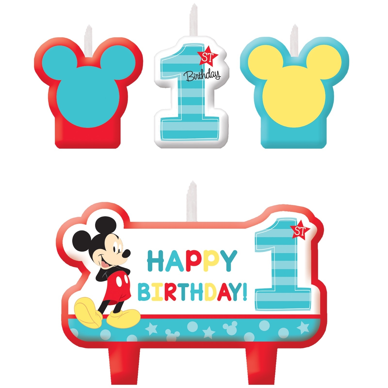 Mickey Mouse Fun To Be One Candles (Set of 4)